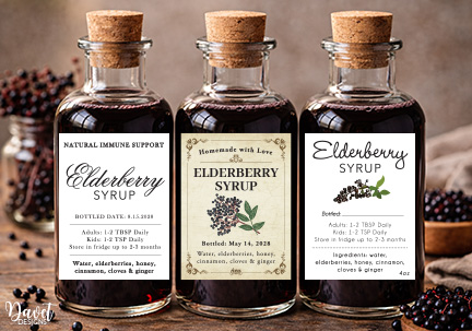 Elderberry Syrup Bottle Labels